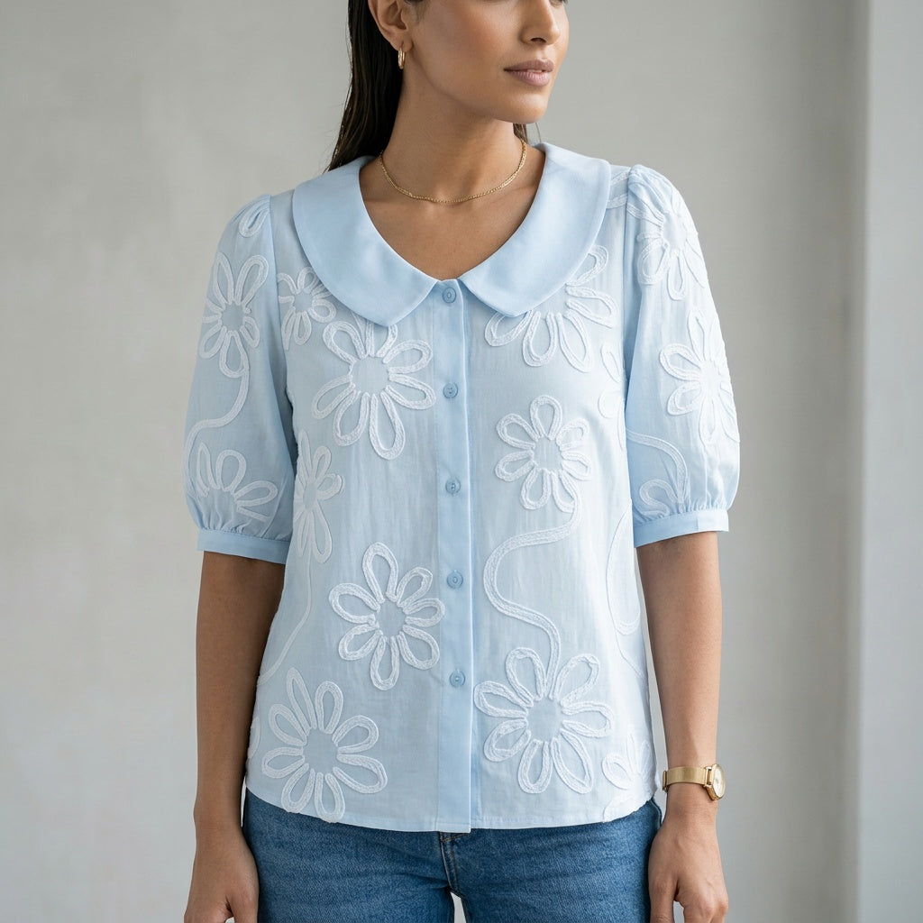 Liriana | Camicetta cotone floreale elegante